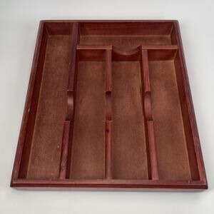 Vintage Mikasa Silverware Utensil Organizer Mahogany Wood Kitchen Drawer Insert